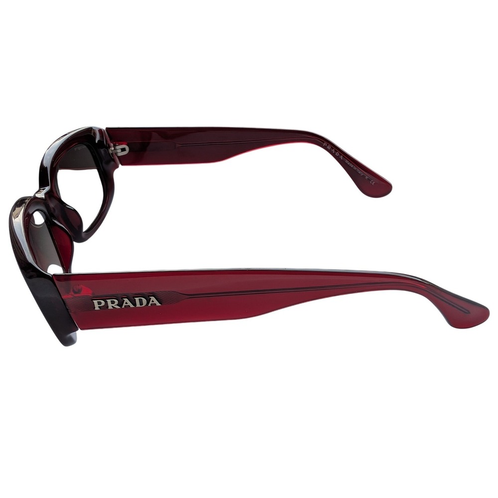 Prada SPR 26M Burgundy Rectangular Sunglasses 0AG-3M1 Vintage Y2K Red Designer - Picture 2 of 6